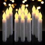 12 unids/caja de velas electrónicas LED, vela de Navidad de barra larga sin llama, especificaciones: luz blanca cálida intermitente