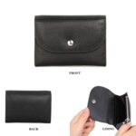 Cartera corta mini y delgada de piel de flor superior Tarjetero Bolsillo para monedas con cremallera, Black - Imagen 5