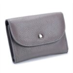 Cartera corta mini y delgada de piel de flor superior Tarjetero Bolsillo para monedas con cremallera, Gray
