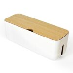 Caja de almacenamiento de cables de alimentación, organizador de enchufe de cargador antipolvo, contenedor de almacenaje para cables de red de escritorio