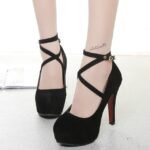 Zapatos de mujer Tacones altos de aguja con punta redonda, 37