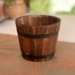 Balcón vegetal suculenta maceta de madera carbonizada Retro pequeño cubo de madera decoración del hogar, S Flat Mouth - Imagen 3