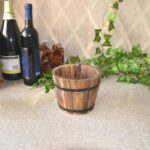 Balcón vegetal suculenta maceta de madera carbonizada Retro pequeño cubo de madera decoración del hogar, M Flat Mouth