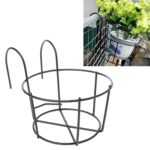Valla para balcón, soporte redondo para flores de Metal, soporte para macetas montado en la pared de hierro forjado, L