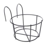 Valla para balcón, soporte redondo para flores de Metal, soporte para macetas montado en la pared de hierro forjado, L - Imagen 2