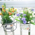 Valla para balcón, soporte redondo para flores de Metal, soporte para macetas montado en la pared de hierro forjado, L - Imagen 5