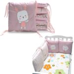 Cuna perimetral bordado conejito ropa de cama bebé algodón anticolisión, 30 x 30 cm