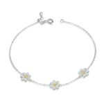 S925 Pulsera chapada en platino de plata esterlina Pulsera linda con margaritas