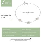 S925 Pulsera chapada en platino de plata esterlina Pulsera linda con margaritas - Imagen 5
