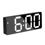 Reloj despertador LED de doble uso con batería enchufable,, Rectangular Black Surface White Light