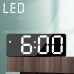 Reloj despertador LED de doble uso con batería enchufable,, Rectangular Black Surface White Light - Imagen 2