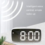 Reloj despertador LED de doble uso con batería enchufable,, Rectangular Black Surface White Light - Imagen 4
