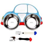Plato de cena de coche para niños de acero inoxidable 304, Blue