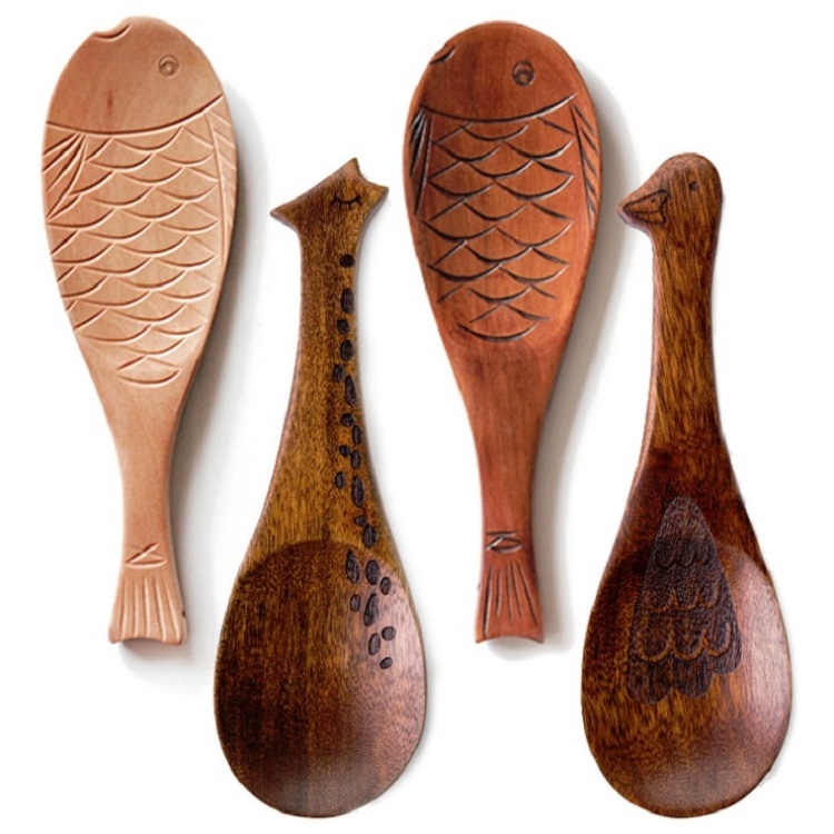 TBD0425464801.jpg Cuchara de arroz Nanmu con forma de animal de madera, entrega de estilo aleatorio, Animal-shaped Rice Spoon - Imagen 1