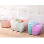 Caja fresca combinada dividida para cocina doméstica, caja de especias de tres rejillas con cuchara, Round, Square, Apple Shape - Imagen 3