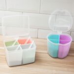 Caja fresca combinada dividida para cocina doméstica, caja de especias de tres rejillas con cuchara, Round, Square, Apple Shape - Imagen 4