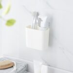 Estante de baño de 3 uds., ventosa montada en la pared, caja de almacenamiento sin perforaciones, soporte para cepillo de dientes, estante para pasta dental