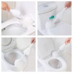 10 Uds. Cepillo de limpieza de inodoro de algodón multifuncional tipo exprimidor cepillo de baño de pelo suave creativo, Cotton Toilet Cleaning Brush - Imagen 5