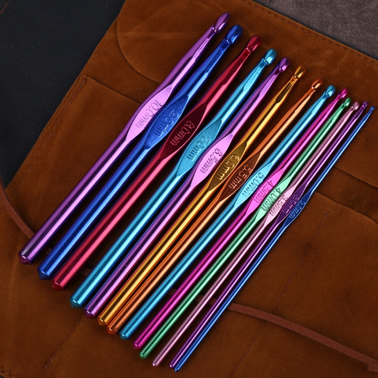 TBD0426328101.jpg Material de herramienta para tejer DIY hecho a mano de ganchillo de una sola cabeza de alúmina de Color, 14 PCS/Set - Imagen 1