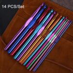 Material de herramienta para tejer DIY hecho a mano de ganchillo de una sola cabeza de alúmina de Color, 14 PCS/Set - Imagen 2