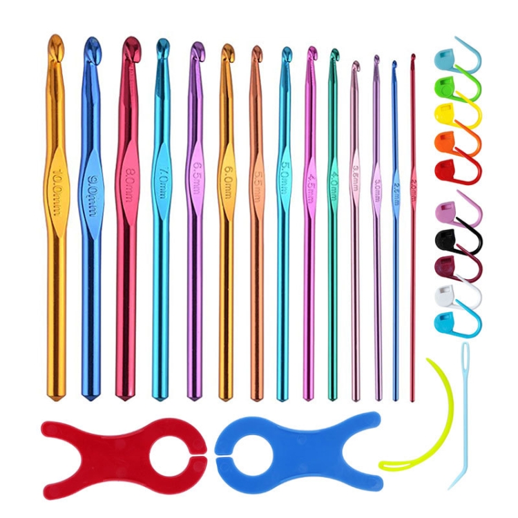 TBD0426328102.jpg Material de herramienta para tejer DIY hecho a mano de ganchillo de una sola cabeza de alúmina de Color, 28 PCS/Set - Imagen 1