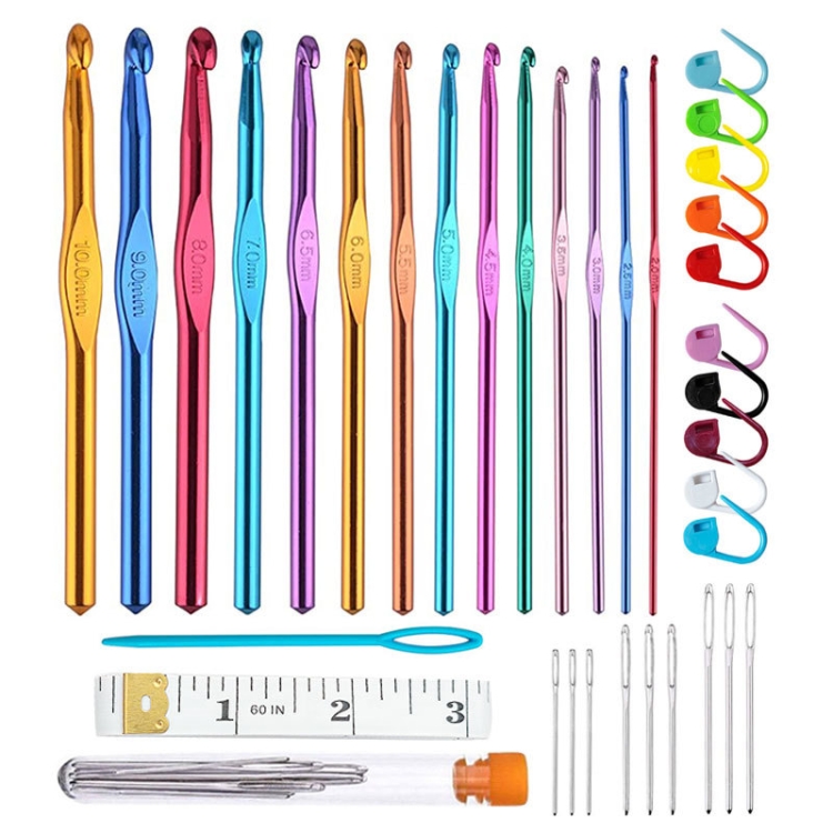 TBD0426328103.jpg Material de herramienta para tejer DIY hecho a mano de ganchillo de una sola cabeza de alúmina de Color, 36 PCS/Set - Imagen 1