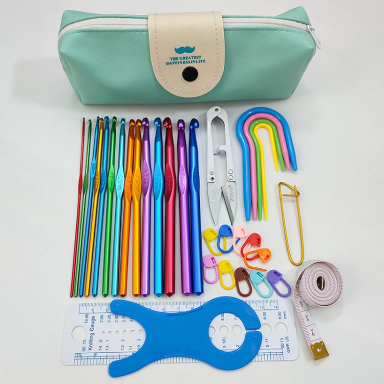 TBD0426328107.jpg Material de herramienta para tejer DIY hecho a mano de ganchillo de una sola cabeza de alúmina de Color, 34 PCS/Set - Imagen 1