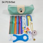 Material de herramienta para tejer DIY hecho a mano de ganchillo de una sola cabeza de alúmina de Color, 34 PCS/Set - Imagen 2