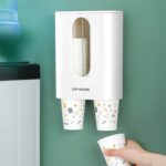 Dispensador automático de vasos de papel desechables montado en la pared sin perforaciones para el hogar