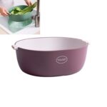 Cacerola de arroz para cocina, cesta de drenaje de verduras de doble plato, cesta de frutas de plástico, U Shape Dark Red