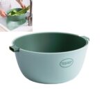 Cacerola de arroz para cocina, cesta de drenaje de verduras de doble plato, cesta de frutas de plástico, O Shape Light Green