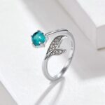 Anillo abierto Mermaid Tears S925 Anillo de plata de ley y baño de platino - Imagen 2