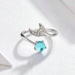 Anillo abierto Mermaid Tears S925 Anillo de plata de ley y baño de platino - Imagen 3