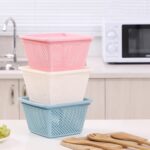 Cesta de almacenamiento de plástico para el hogar, cesta de drenaje hueca para cocina, lavado de verduras, cesta de almacenamiento de frutas, entrega de Color aleatorio