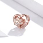 Cuentas de plata de ley S925 con forma de corazón con estampado de pata de mascota, accesorios de cuentas para pulsera DIY, Pet Paw Print(Silver), Pet Paw Print(Rose Gold) - Imagen 2