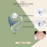 Anillo de diamantes abierto de plata esterlina femenina Anillo de perlas de espuma de sirena - Imagen 5