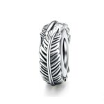 Cuentas de plumas de Bohemia de plata de ley 925 para mujer, accesorios de pulsera DIY