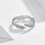 Anillo de plata esterlina Anillo de plumas blancas Anillo simple de moda - Imagen 2