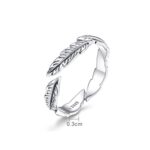 Anillo de plata esterlina Anillo de plumas blancas Anillo simple de moda - Imagen 3