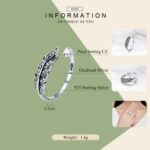 S925 Anillo abierto de plata con forma de hoja para mujer - Imagen 3