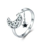 Anillo de plata esterlina S925 Anillo abierto Starlight Moon Sky