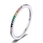 Anillo de plata de ley S925 Anillo de circón de colores, 6, 7, 8