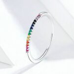 Anillo de plata de ley S925 Anillo de circón de colores, 6, 7, 8 - Imagen 2