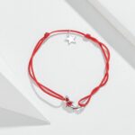 Pulsera de hilo rojo de plata esterlina Koi Star Pulsera Joyas