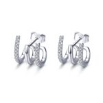 Pendientes de plata esterlina Pendientes de plata trenzada de tres capas Pendientes de circonitas