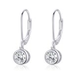 Pendientes S925 de plata esterlina Pendientes de circonitas simples
