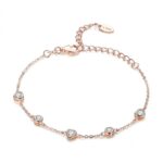 Pulsera de circonitas chapadas en oro rosa S925 Pulsera femenina de plata esterlina