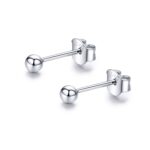 Pendientes de bola pequeña de plata de ley Pendientes de niña de estilo simple