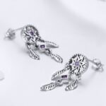 Pendientes largos de plata esterlina Pendientes femeninos con incrustaciones - Imagen 3