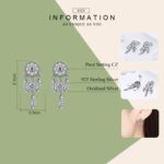 Pendientes largos de plata esterlina Pendientes femeninos con incrustaciones - Imagen 5